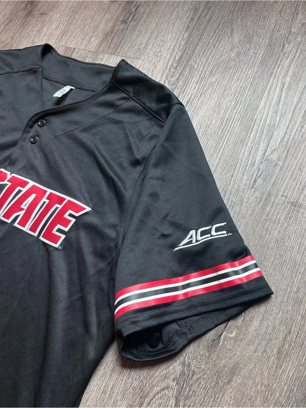 Men’s Large Adidas NC State Wolfpack Baseball Jersey Embroidered NCAA Black